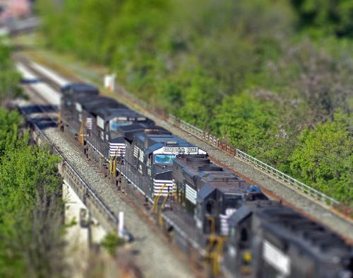 train in tilt-shift technique - this is an example of the tilt-shift technique.