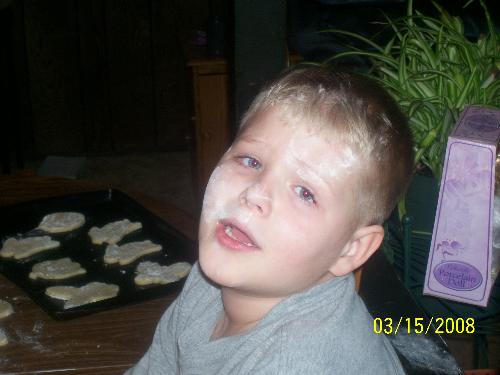 making easter cookies - my oldest when we made easter cookies