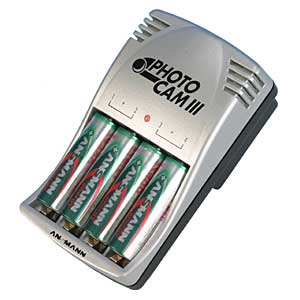 rechargable batteries - A recharger and its batteries.