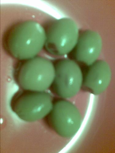 Green olives - I love olives, all types. I don't have any particular favourite but find that these green ones stuffed with peppers can be eaten any time as they don't fill you up at all or have a really strong flavour, but they really satisfy you when you feel like something nice to eat. I find it very hard to understand why some people hate olives as I can't think of anything bad about them.