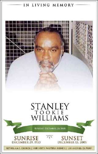 Stanley 'Tookie' Williams - The picture from his funeral program