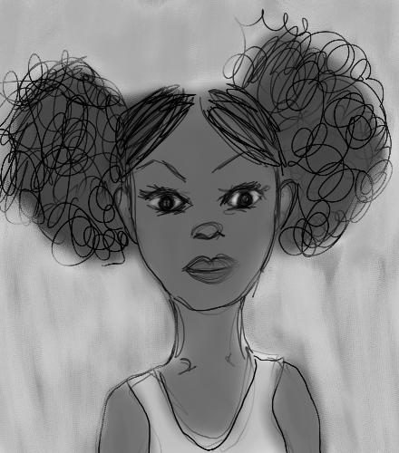 girl with afro puffs - A sketch of a girl with afro puffs