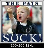 The Pats Suck! - A little kid flipping off the New England Patriots.