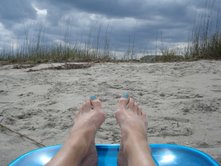 Beach - I like funky colours on my toenails in the summer. I like this picture becuase all the blues complement each other.