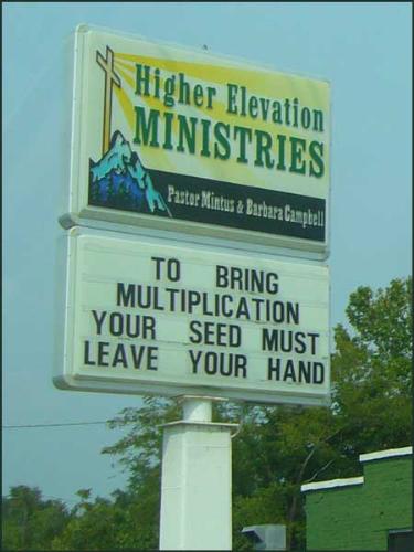 SILLY CHURCH SIGN with UNINTENDED MEANING!!! - I doubt if the Pastor intended the reference to m*sturbation, but the sign speaks for it's self!    This one is for: Angelwhispers