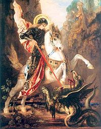 St. George patron saint of England - Saint George in a typical image of him slaying the Dragon