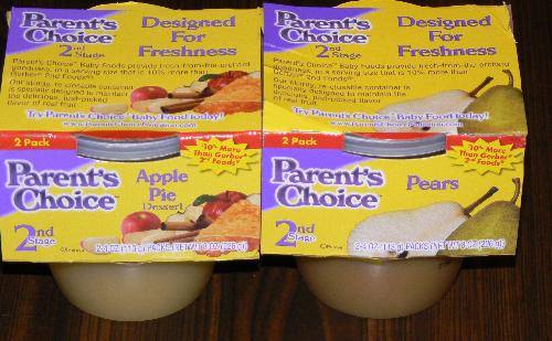Parents choice baby food - A new product I saw at Wal-mart and bought. Its parents choice brand baby food.
