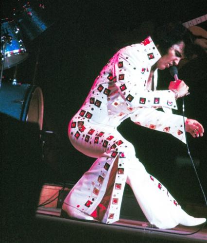 Elvis in New York - Elvis Presley performs at Madison Square Garden, in June of 1972. Photo taken by AP Photo from the lens George Kalinsky