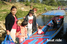 boat ride - Long tail boat is unique to Thailand and is the mode of river transport. You really have to cover your ears with muffle otherwise the roar of the engine is quite deafening.