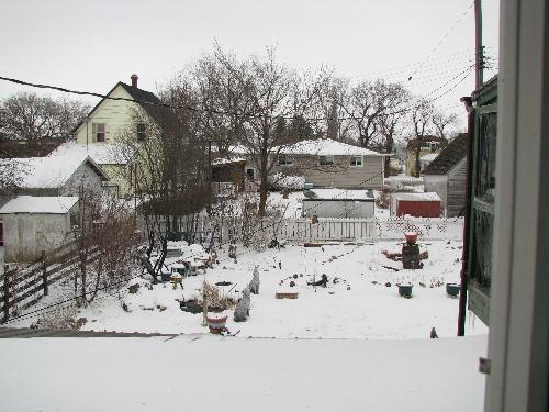 So much for Spring in Manitoba... - This photo was taken of our back yard on April 24th...when Manitoba is supposed to be enjoying Spring weather. Oh well! Things hoped for but not yet seen.