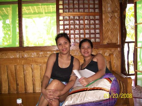 just arrived - Me with my best budz Maricel at the living room of our VIP room.