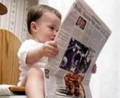 funny - baby reading news paper
