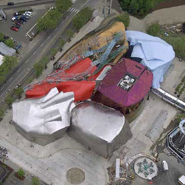 EMP aerial view - The Experience Music Project in Seattle... the most amazing architecture anywhere! How did they do that?