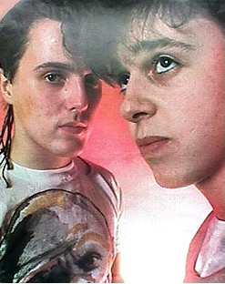 Roland Orzabal & Curt Smith - Roland Orzabal & Curt Smith TFF 1985 Cu shot w/ pink background