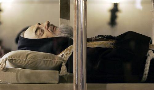 Saint Padre Pio incorruptible body - The recently on display of incorruptible body of Saint Padre Pio. He died in 1968.