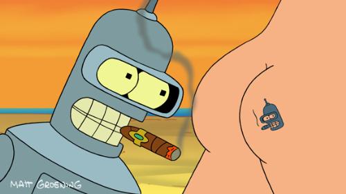 Bender smoking - Bender from Futurama, smoking.