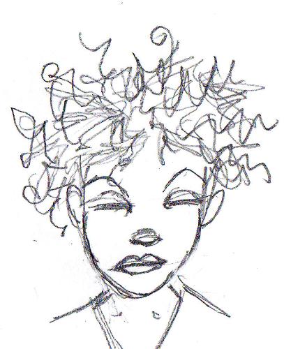 face sketch - A hand-drawn sketch of a female face