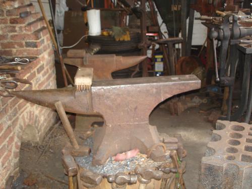 Michelham Priory - Anvils in the Forge - Anvils in the forge at Michelham Priory, beside the Kiln.