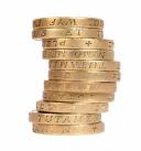 Pile of pound coins - A picture of a pile of pound coins as tip money.