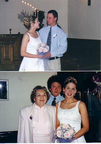 My Daughter's Wedding - Isn't she a beautiful bride!  The top picture is her with her husband.  The bottom one includes her grandmother and her brother.