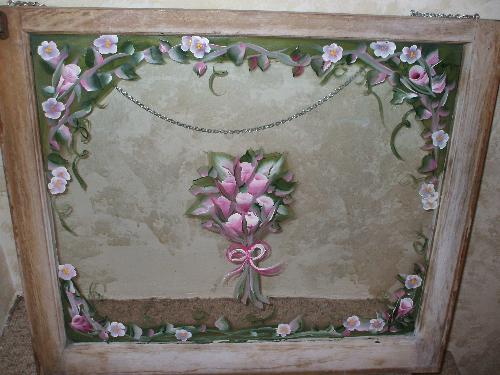 painted window - window salvaged from dumpster