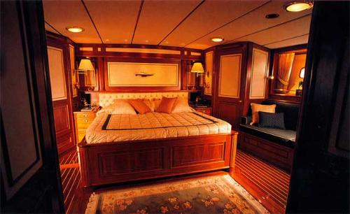 A bedroom in a luxury yacht - image of a bedroom from a luxury yacht