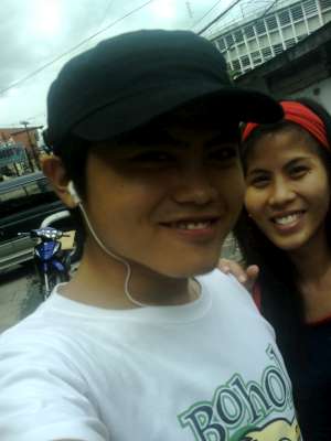 with my sister strolling around - this photo is taken after a long hard day...that's my sister beside me..
