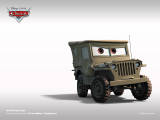 Sarge - This is a picture of Sarge, a charcter from the Disney Pixar film Cars. Paul Dooley lends his vocal talents to Sarge for this movie.