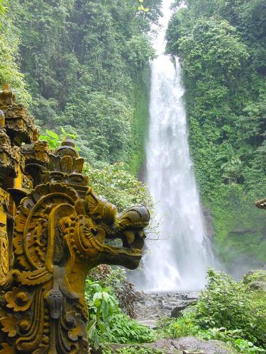 Bali - waterfall and temple in bali