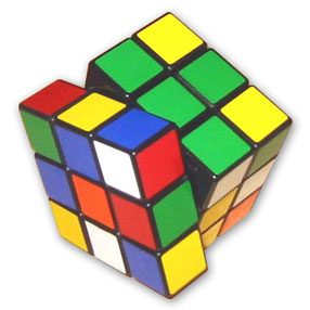 Rubik's Cube - Rubik’s cube /'ru;bIks/ · n. trademark a puzzle in the form of a plastic cube covered with multicoloured squares, which the player attempts to turn so that all the squares on each face are of the same colour. – ORIGIN 1980s: named after its Hungarian inventor Erno Rubik. - Concise Oxford Dictionary - Tenth Edition   Rubik's cube is a toy puzzle designed by Erno Rubik during the mid-1970s. It is a cube-shaped device made up of smaller cube pieces with six faces having differing colors. The primary method of manufacture involves injection molding of the various component pieces, then subsequent assembly, labeling, and packaging. The cube was extremely popular during the 1980s, and at its peak between 1980 and 1983, 200 million cubes were sold world wide. Today sales continue to be over 500,000 cubes sold world wide each year.  The Rubik's cube appears to be made up of 26 smaller cubes. In its solved state, it has six faces, each made up of nine small square faces of the same color. While it appears that all of the small faces can be moved, only the corners and edges can actually move. The center cubes are each fixed and only rotate in place. When the cube is taken apart it can be seen that the center cubes are each connected by axles to an inner core. The corners and edges are not fixed to anything. This allows them to move around the center cubes. The cube maintains its shape because the corners and edges hold each other in place and are retained by the center cubes. Each piece has an internal tab that is retained by the center cubes and trapped by the surrounding pieces. These tabs are shaped to fit along a curved track that is created by the backs of the other pieces. The central cubes are fixed with a spring and rivet and retain all the surrounding pieces. The spring exerts just the right pressure to hold all the pieces in place while giving enough flexibility for a smooth and forgiving function. - answers.com