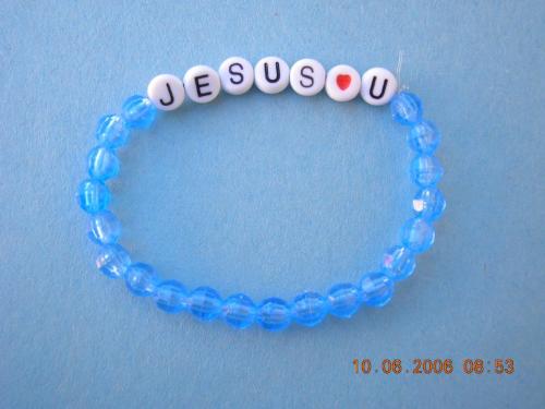 Jesus (heart) U Bracelet - light blue Jesus (heart) U bracelet