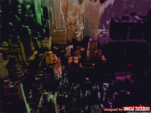 New York City - This Picture is made by me... Its originally is a image of New York city... added effects n gave the Xtreme look by me (Anish Jajodia) .. it looks kool according to me.. has some kool effects.. i think color combination n stuff is awesome... n the look became a bit changed like its a cutout.. all the detailed textures came out in the normal RGB color... according to me awesome... how bout ya guys?