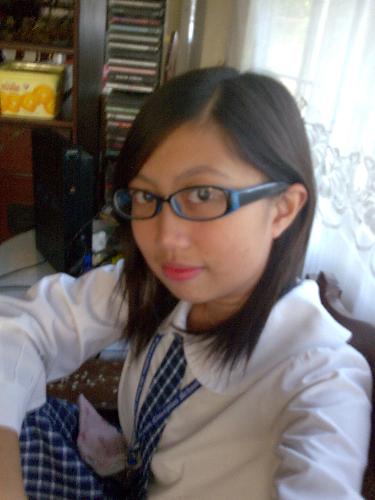 school girl - while waiting on my service van..im just taking some photos of myself