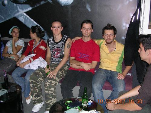 Me and friends - I am around the middle, with the red t-shirt with blue writing on it.