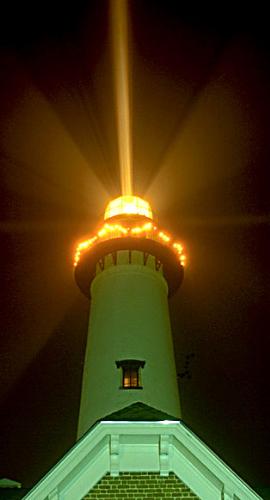 St. Simons Island Lighthouse by night - This is a picture of the St. Simons Island Lighthouse, located on St. Simons Island, Georgia (part of the Golden Isles) at night.