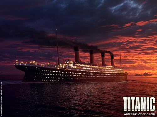 titanic - The Titanic on the ocean..