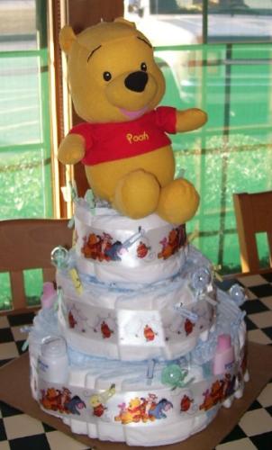 Diaper Cake - My sister and I made this for our niece's baby shower. First timers, it was a lot of fun and turned out pretty good.