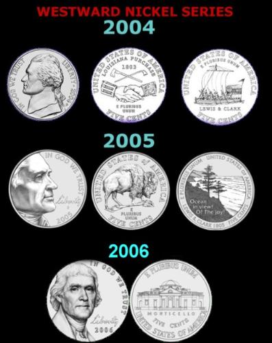 westward journey nickels - united states nickels commemorating the exploration of the united states frontier by Lewis and Clark