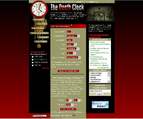 death - a death clock tells your death date