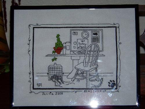 Cat cross stitch picture I made and framed - A picture I made for a friend Cat cross stitch picture I made and framed - A picture I made for a friend