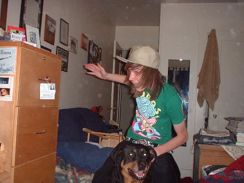 me wiff meh dog :P - well umm im riding a dog of mien its great