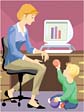 Mother and child - A cute pic of a mother and a child at a computer. Kids under 10 are learning to use computers early on.