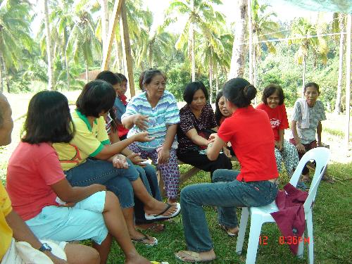 The evangelist and the listener - Medical mission was held at Aurora Zamboanga del Sur. Me,my friends: Cherry, Garry, Our ministry leader Kuya Jerry, Ampie and Babes. We were assigned with 10 persons each of us to share the Gospel.