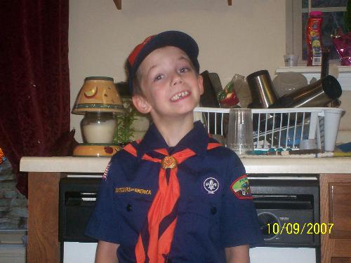 My son Paul in his boyscouts uniform - this is paul who is 6 and is in his cubscouts uniform.