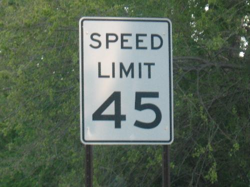 Speed Limit - 45 MPH area.