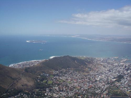 Robben Island - A view of Robben Island in South Africa, from the top of Table Mountain