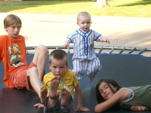 my kiddies - this is my bunch on the trampoline at my sisters last summer!