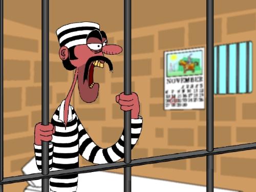 Man in jail - Main in jail cartoon drawing