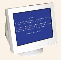 Computer - Desktop with Blue Screen of Death BSOD