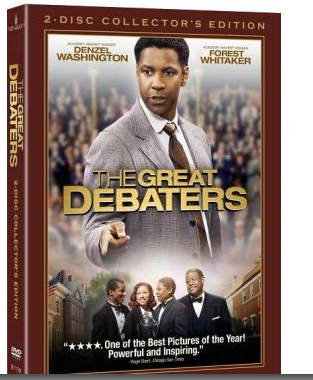 The Great Debaters DVD box set (credits http://www - Director: Denzel Washington Writers (WGA):Robert Eisele (screenplay) Robert Eisele (story) ... Release Date: 25 December 2007 (USA) more view trailer  Genre: Drama more  Tagline: When the nation was in need, he inspired them to give us hope.  Plot: A drama based on the true story of Melvin B. Tolson, a professor at Wiley College Texas. In 1935, he inspired students to form the school's first debate team, which went on to challenge Harvard in the national championship. | add synopsis  Nominated for Golden Globe. Another 7 wins & 6 nominations more  User Comments: Exceptional Film, Extremely Talented Cast mor